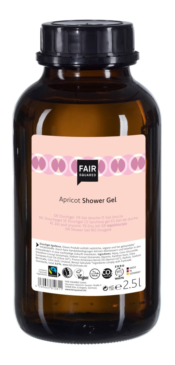 FAIR SQUARED - Storkøb 2,5 Liter Flydende økologisk Shower Gel med Apricot - FAIR SQUARED