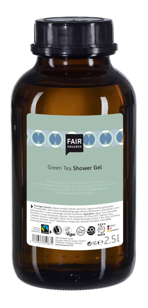 FAIR SQUARED - Storkøb 2,5 Liter Flydende økologisk Shower Gel med Green Tea - FAIR SQUARED