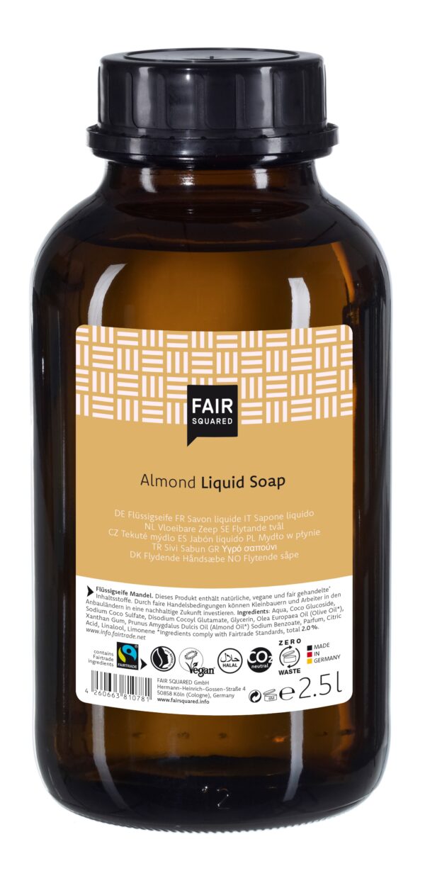 FAIR SQUARED - Storkøb 2,5 Liter Flydende økologisk Håndsæbe med Almond - FAIR SQUARED