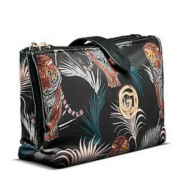 Gillian Jones - Makeup Pung Sort Tigre & Palme Print - gillian jones