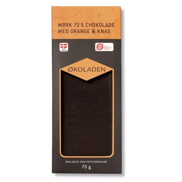 ØKOLADEN - Økologisk Mørk 72% Chokolade - Orange & Knas - ØKOLADEN