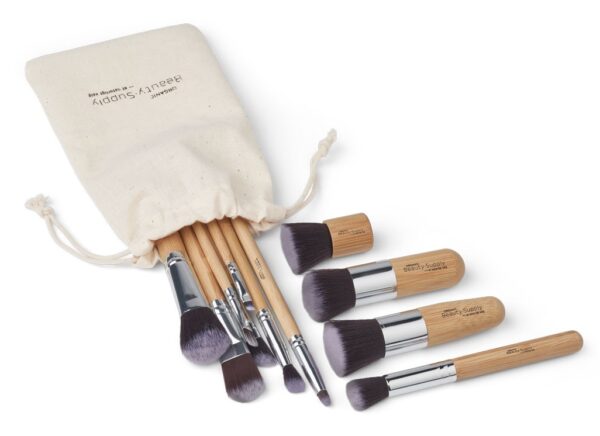 ORGANIC Beauty Supply - Makeup børste og penselsæt med bambus skaft - ORGANIC Beauty Supply