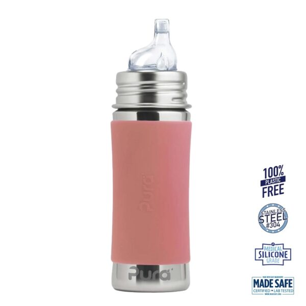 Pura® - Sipper Spouts Baby Sutteflaske 6+ mdr. Rosa 325ml - Fast flow - pura®