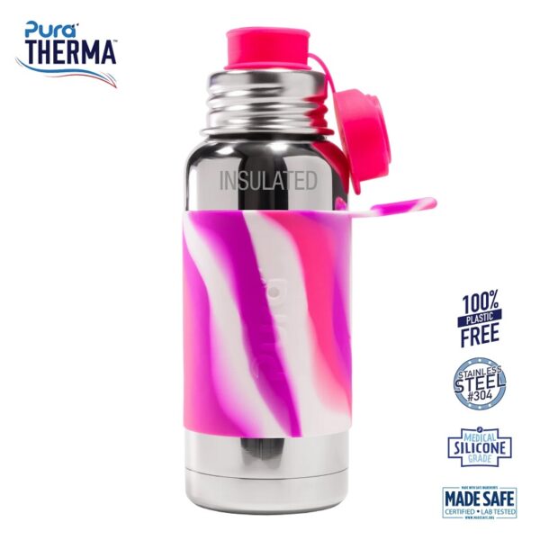 Pura® - Therma Sportsflaske Big Mouth® Pink Swirl 475ml - pura®