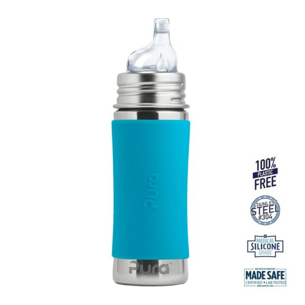 Pura® - Sipper Spouts Baby Sutteflaske 6+ mdr. Aqua 325ml - Fast flow - pura®