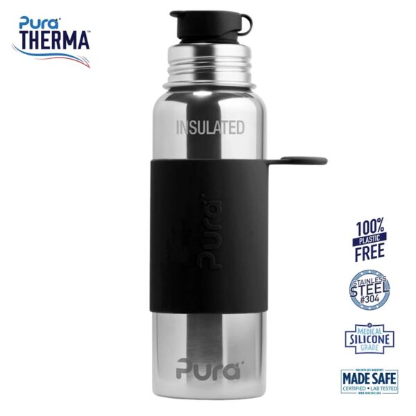 Pura® - Therma Sportsflaske Big Mouth® Black 650ml - pura®