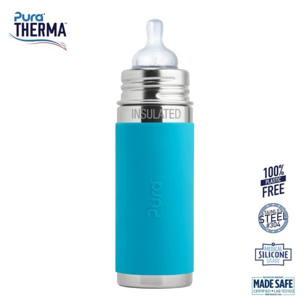 Pura® - Therma Kiki Baby Sutteflaske 3+ mdr. Aqua 260ml - Medium flow - pura®