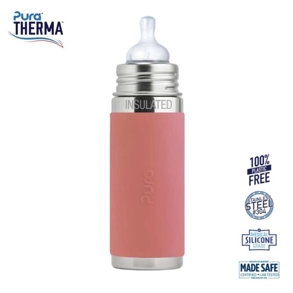 Pura® - Therma Kiki Baby Sutteflaske 3+ mdr. Rosa 260ml - Medium flow - pura®