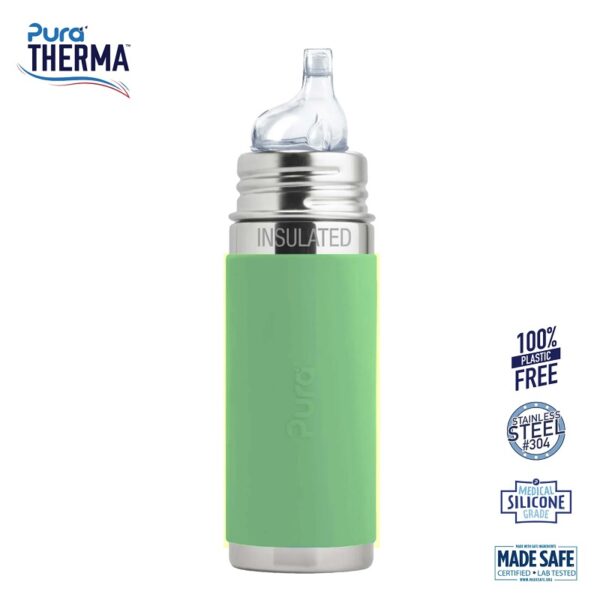 Pura® - Therma Kiki Sipper Baby Sutteflaske 6+ mdr. Moss 260ml - Fast flow - pura®