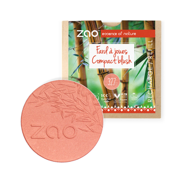 ZAO, Økologisk Compact Blush, 327 Coral Pink, Refill, 9 g