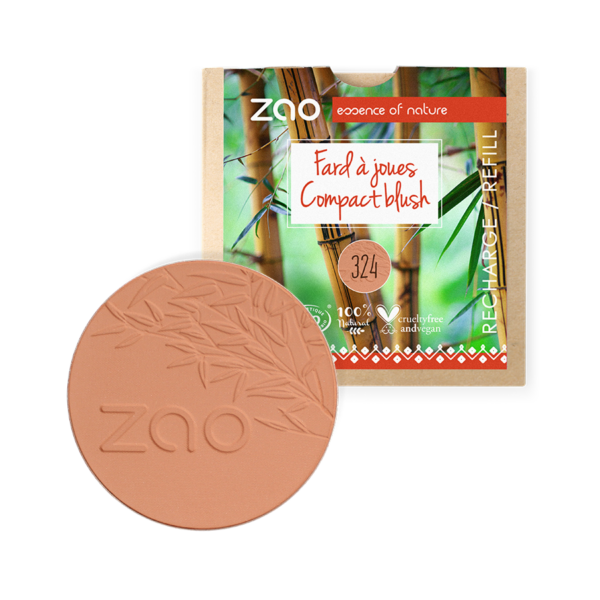 ZAO, Økologisk Compact Blush, 324 Brick Red, Refill, 9 g