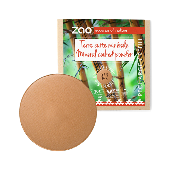 ZAO, Økologisk Mineral Cooked Powder, 342 Copper Caramel, Refill, 15 g